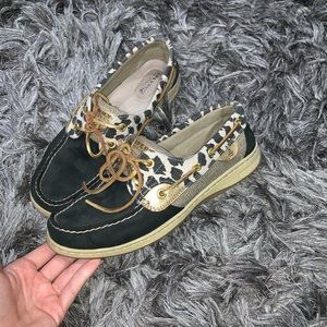 Sperry shoes with cheetah and gold accent
